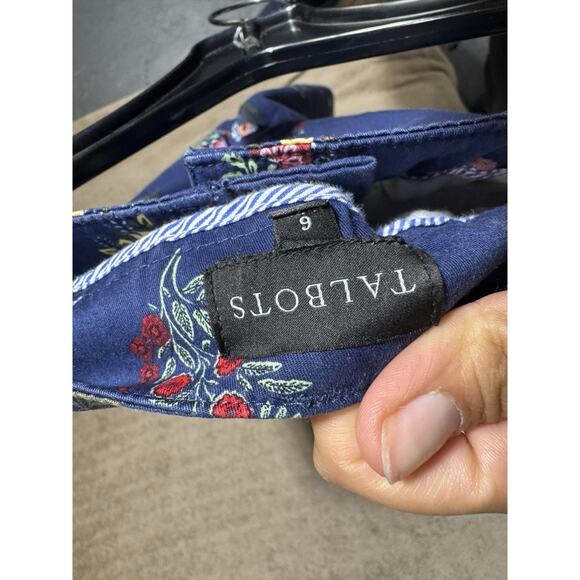 Talbots Wide Ankle Twill Pants Floral Radiance Sz 6 Wide Leg Boho Career Preppy - Picture 6 of 7